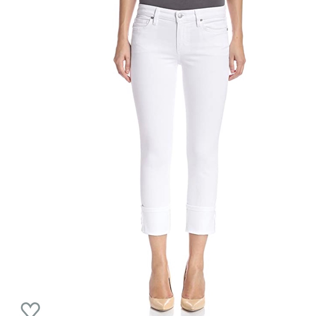 Joes Cropped Cuffed White Jeans